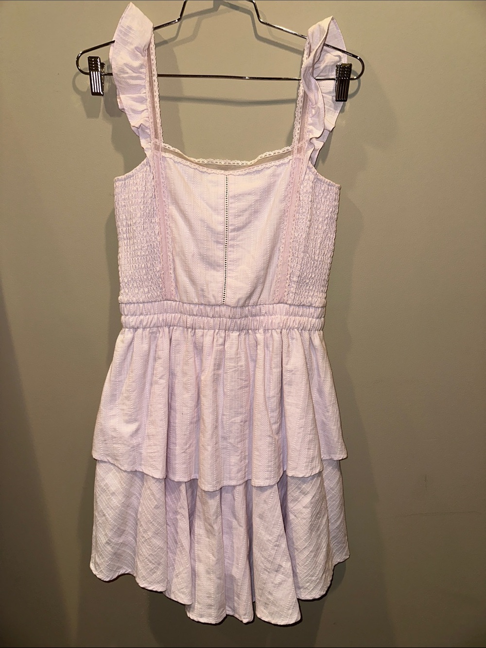 Shabby Chic Pale Purple Ruffle Strap Tiered Dress